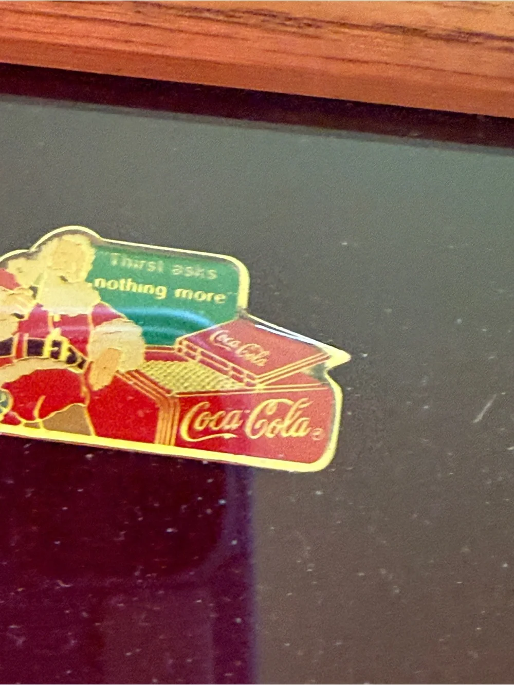 Coca-Cola Holiday Pin Tribute Display in Red and Gold